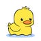 Cartoon duck swimming. cute simple animal a duck