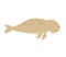 Cartoon dugong icon on white background.