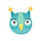 Cartoon eagle-owl smart bird, childish owlet fowl