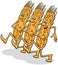 Cartoon ears of grain food comic character marching