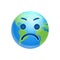 Cartoon Earth Face Angry Emotion Icon Funny Planet Expression Isolated