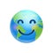Cartoon Earth Face Happy Smile Icon Funny Planet Emotion