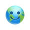 Cartoon Earth Face Happy Smile Icon Funny Planet Emotion