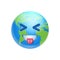 Cartoon Earth Face Laugh Showing Tongue Icon Funny Planet Emotion
