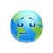 Cartoon Earth Face Sad Emotion Icon Funny Planet Depressed Expression Isolated