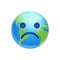 Cartoon Earth Face Sad Emotion Icon Funny Planet Depressed Expression Isolated