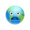 Cartoon Earth Face Shocked Emotion Icon Funny Planet Expression Isolated