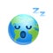 Cartoon Earth Face Tired Sleeping Icon Funny Planet Emotion