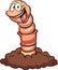 Cartoon earth worm coming out of the ground