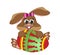 Cartoon Easter Bunny Rabbit Hugging Egg