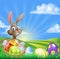 Cartoon Easter Bunny Scene