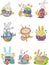 Cartoon easter rabbit and egg icon