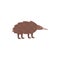 Cartoon echidna - brown Australian wildlife animal from side view