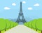 Cartoon Eiffel Tower Famous Landmark of Paris. Vector