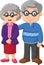 Cartoon elderly couple on white background