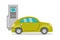 Cartoon electric car on recharging,