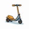 Cartoon Electric Scooter Line Drawing On White Background