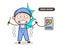 Cartoon Electrician Felt Electric Shock Vector Illustration