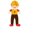 A cartoon of a electricity worker wearing a yellow uniform.