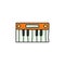Cartoon electronic synthesizer icon.