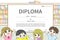 Cartoon elementary school children Diploma certificate vector