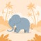 Cartoon Elephant African Colorful Flat Retro