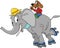Cartoon elephant character skating together with his dog friend vector