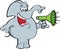 Cartoon elephant holding a megaphone.