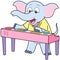Cartoon elephant playing an electronic organ