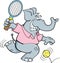 Cartoon elephant playing tennis