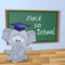 Cartoon Elephant wrote in classroom