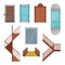 Cartoon Elevators and Stairs Set. Vector