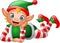 Cartoon elf lying on the floor