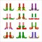 Cartoon elves legs vector icons set, feet, stoking