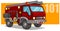 Cartoon emergency rescue fire department truck