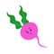 Cartoon Emoji Turnip Or Beetroot In Pink And Green