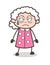 Cartoon Emotional Old Lady Face Expression Vector Illustration