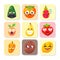 Cartoon emotions fruit characters natural food vector smile nature happy expression juicy mascot tasty design.