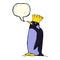 cartoon emperor penguin with speech bubble