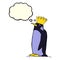 cartoon emperor penguin with thought bubble