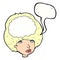 cartoon empty headed woman with speech bubble