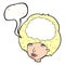 cartoon empty headed woman with speech bubble