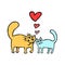 Cartoon Enamored Cats Vector Illustration