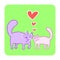 Cartoon Enamored Cats Vector Illustration