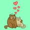 Cartoon Enamored Cats Vector Illustration