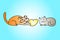 Cartoon Enamored Cats Vector Illustration