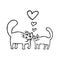 Cartoon Enamored Cats Vector Illustration