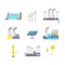 Cartoon Energy Generation Color Icons Set. Vector