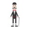 Cartoon english, british gentleman mustache holding stick