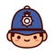 Cartoon English Police Officer Emoji Icon Isolated